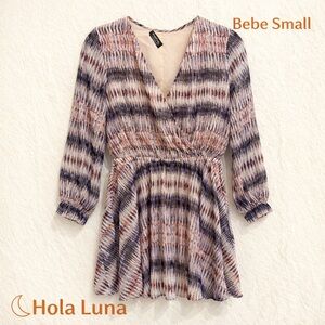 BEBE V-NECK MULTICOLOUR DRESS